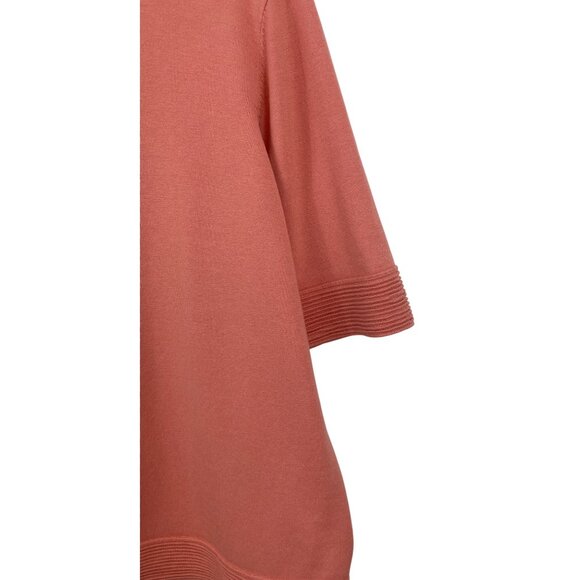 Pendleton Womens Coral Knit Top W/ Ribbed Details & Keyhole Neckline XL Petite - Picture 4 of 7